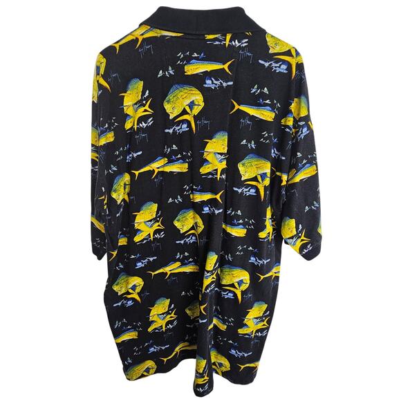 Guy Harvey by AFCO Bluewater Black Fish Print Short Sleeve Polo Shirt Men XL - Picture 8 of 8